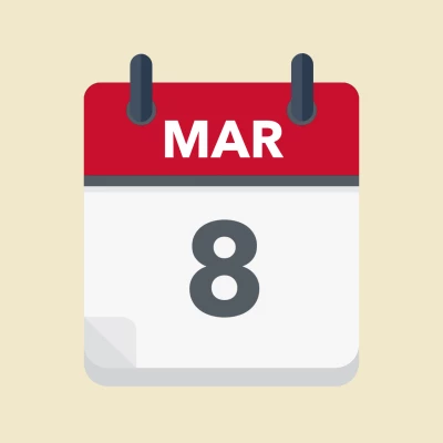 Calendar icon showing 8th March