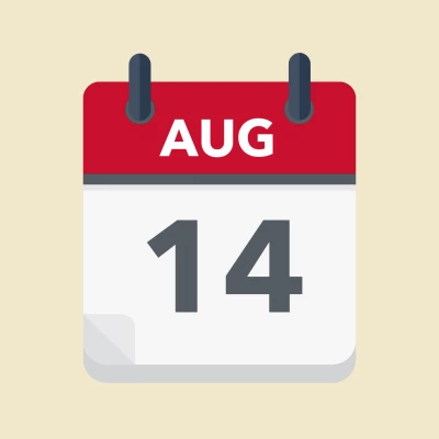 Calendar icon showing 14th August