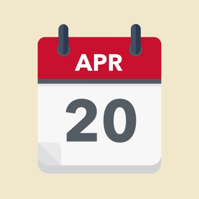 Calendar icon showing 20th April