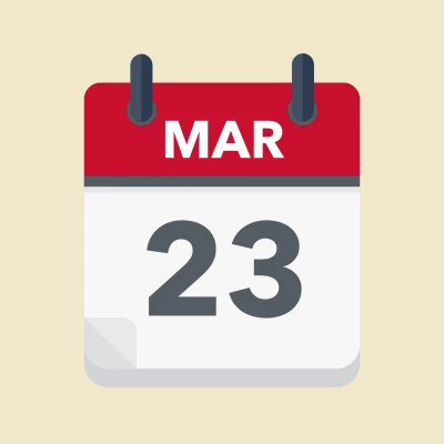 Calendar icon showing 23rd March